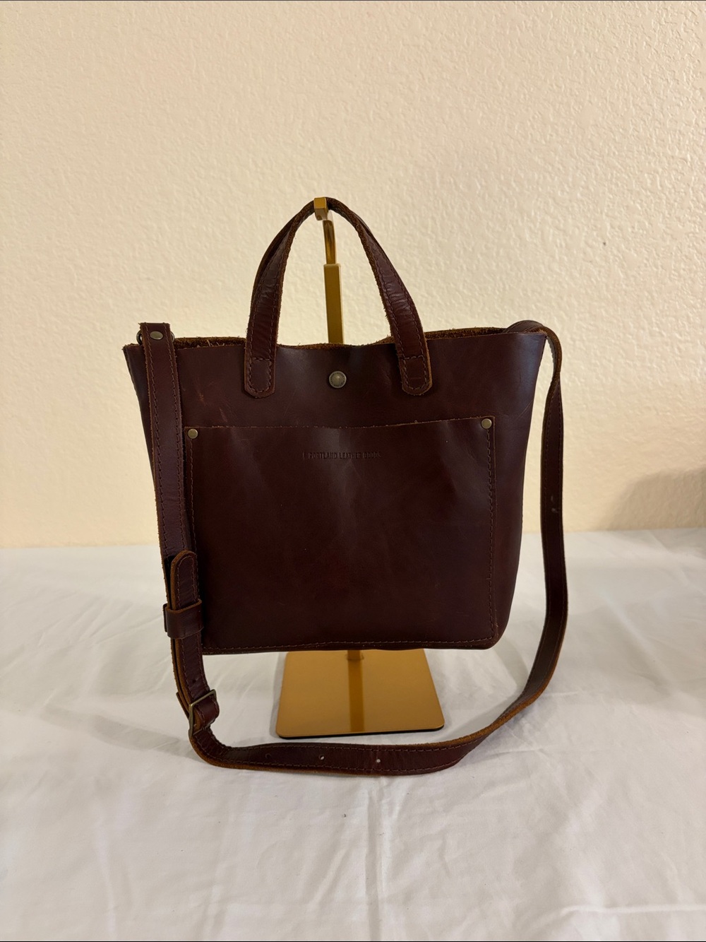 Portland Leather Brown Mini Crossbody Bag with Adjustable Strap